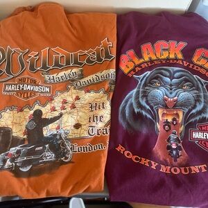 two 3x harley davidson 2010s bike shirt bundle  b2 black cat / wildcat